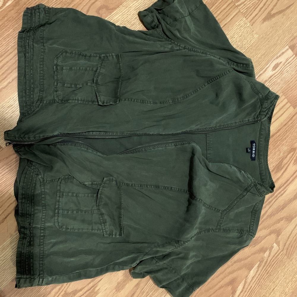 Torrid-Casual Army Green Jacket.